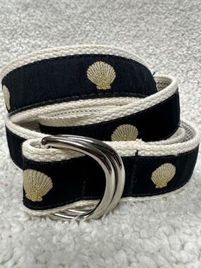 Preston Belt Metallic Clam Shell Woven Canvas  adjustable Made in New England, M